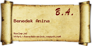 Benedek Anina névjegykártya